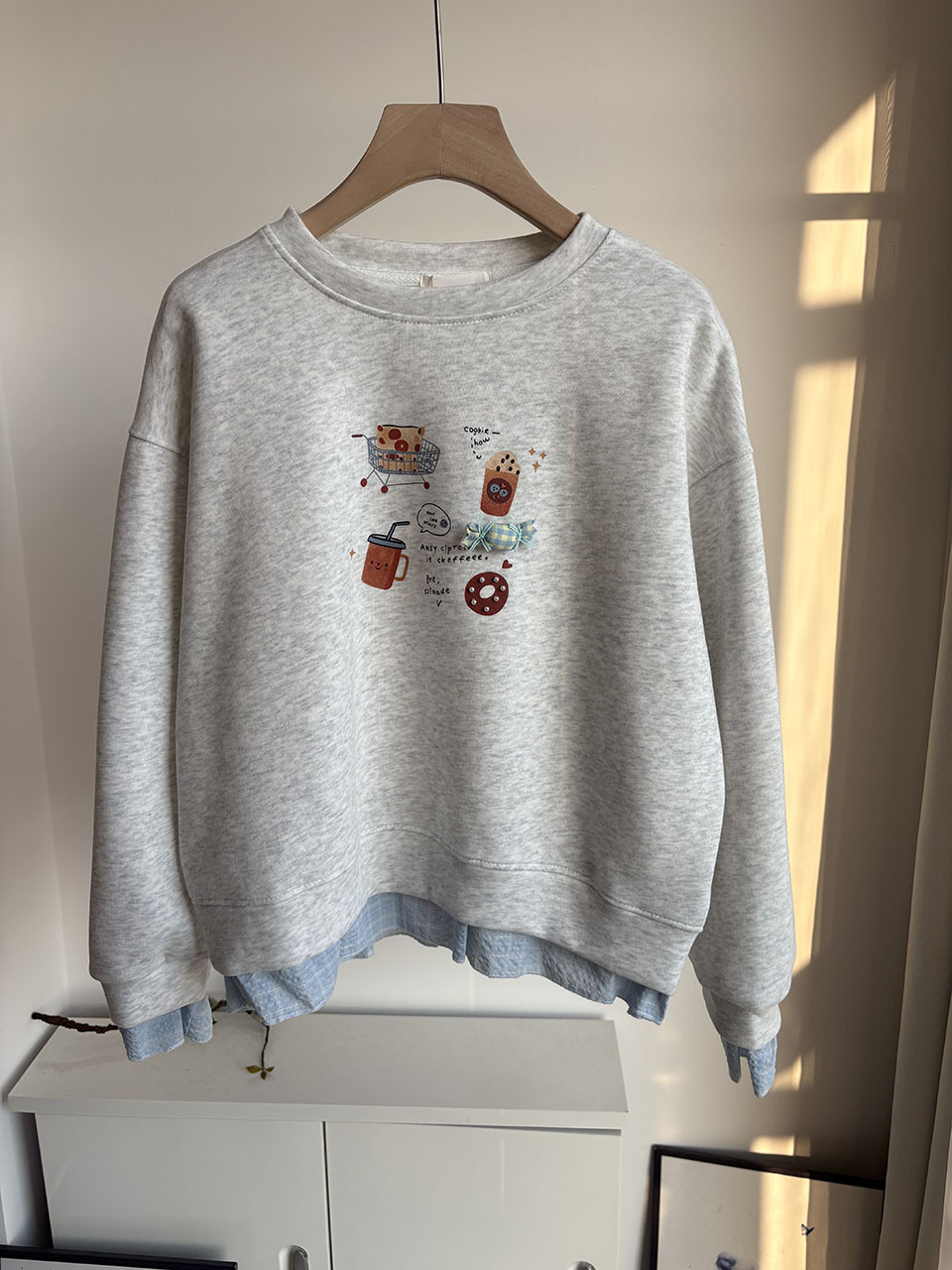 韓系甜品印花假兩件衛衣：圖片 9