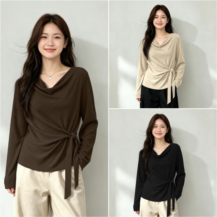 PLUS SIZE💗大碼高級感氣質收腰綁帶上衣