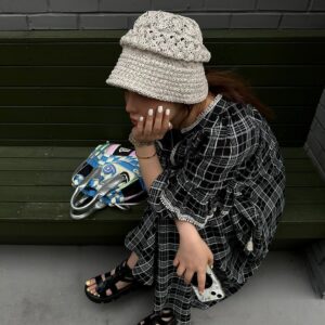 🩷chic新裝! 韓系格紋花邊拼接lace寬鬆連衣裙：圖片 3