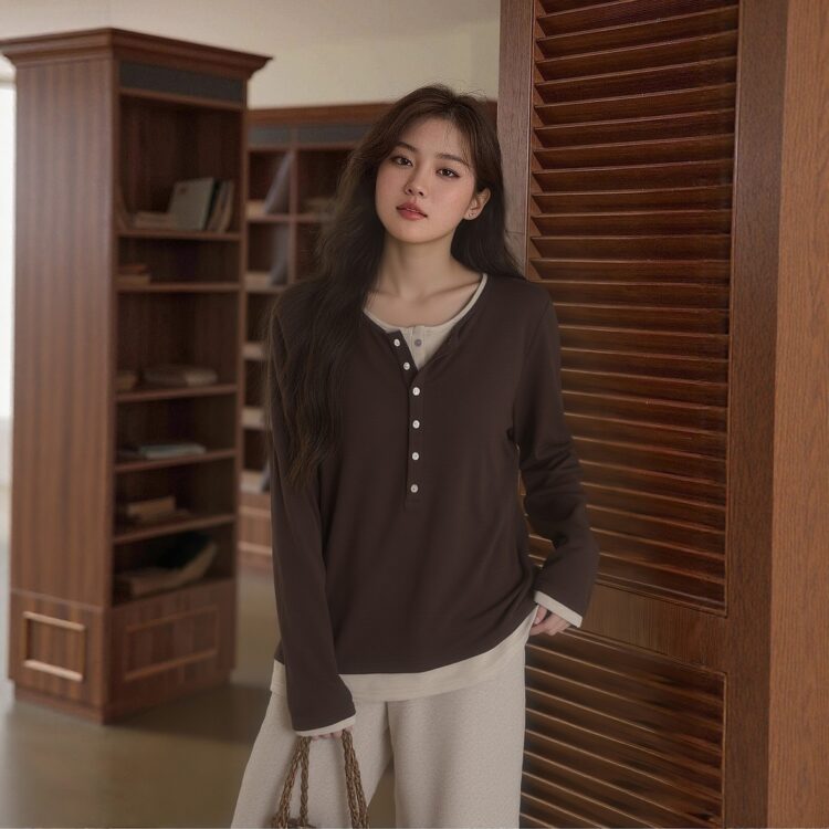 PLUS SIZE💗絕美假兩件針織T恤