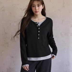 PLUS SIZE💗絕美假兩件針織T恤：圖片 5