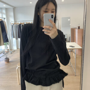 韓國chic甜美拼接喱士花邊長袖打底T恤：圖片 4