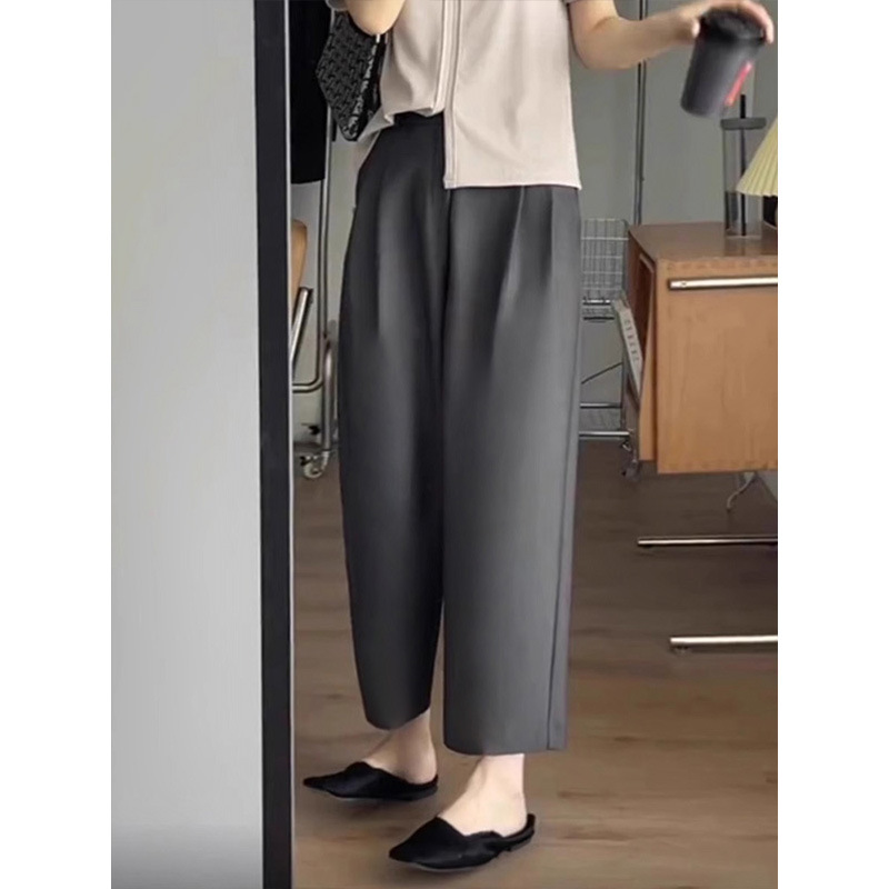 PLUS SIZE💗大碼垂直感高腰直筒9分西裝褲：圖片 3