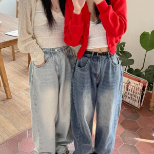 🩷chic新裝! 東大門個性洗水磨白高腰牛仔褲：圖片 10