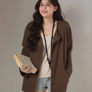 PLUS SIZE💗顯瘦針織早秋開衫外套：圖片 1