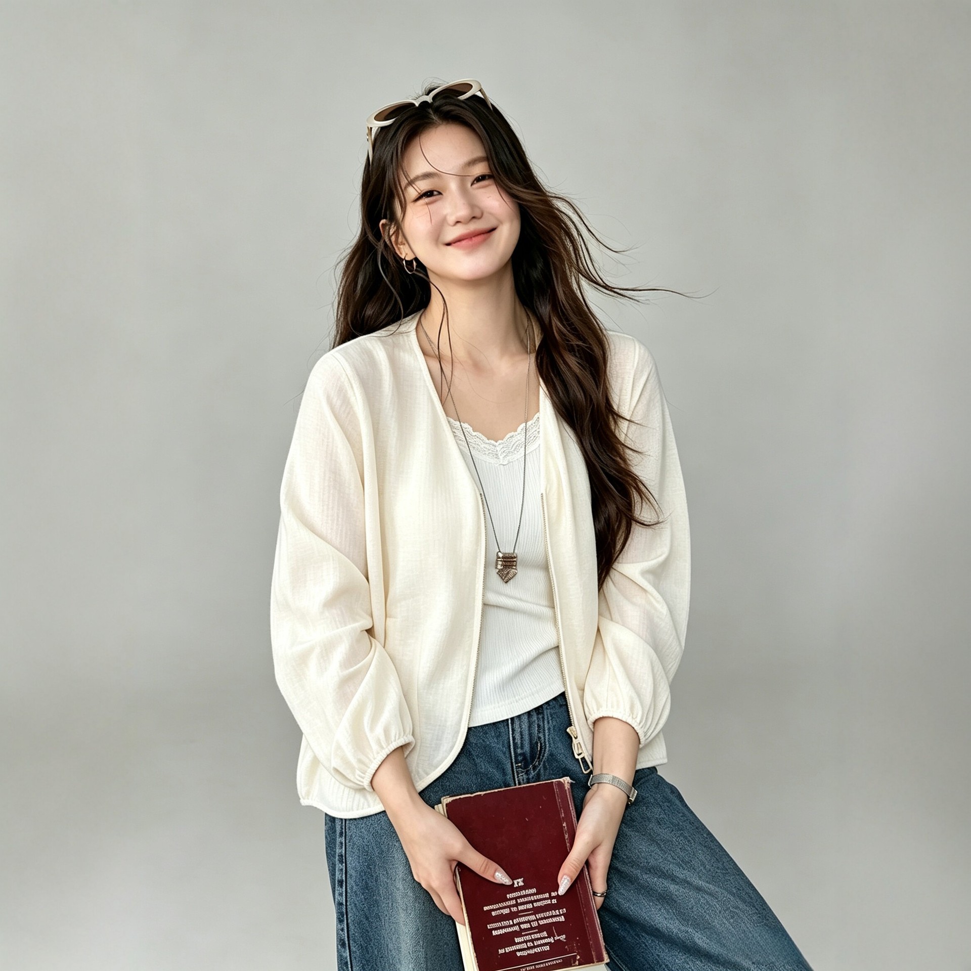 PLUS SIZE💗大碼短裝薄款V領拉鍊外套：圖片 8