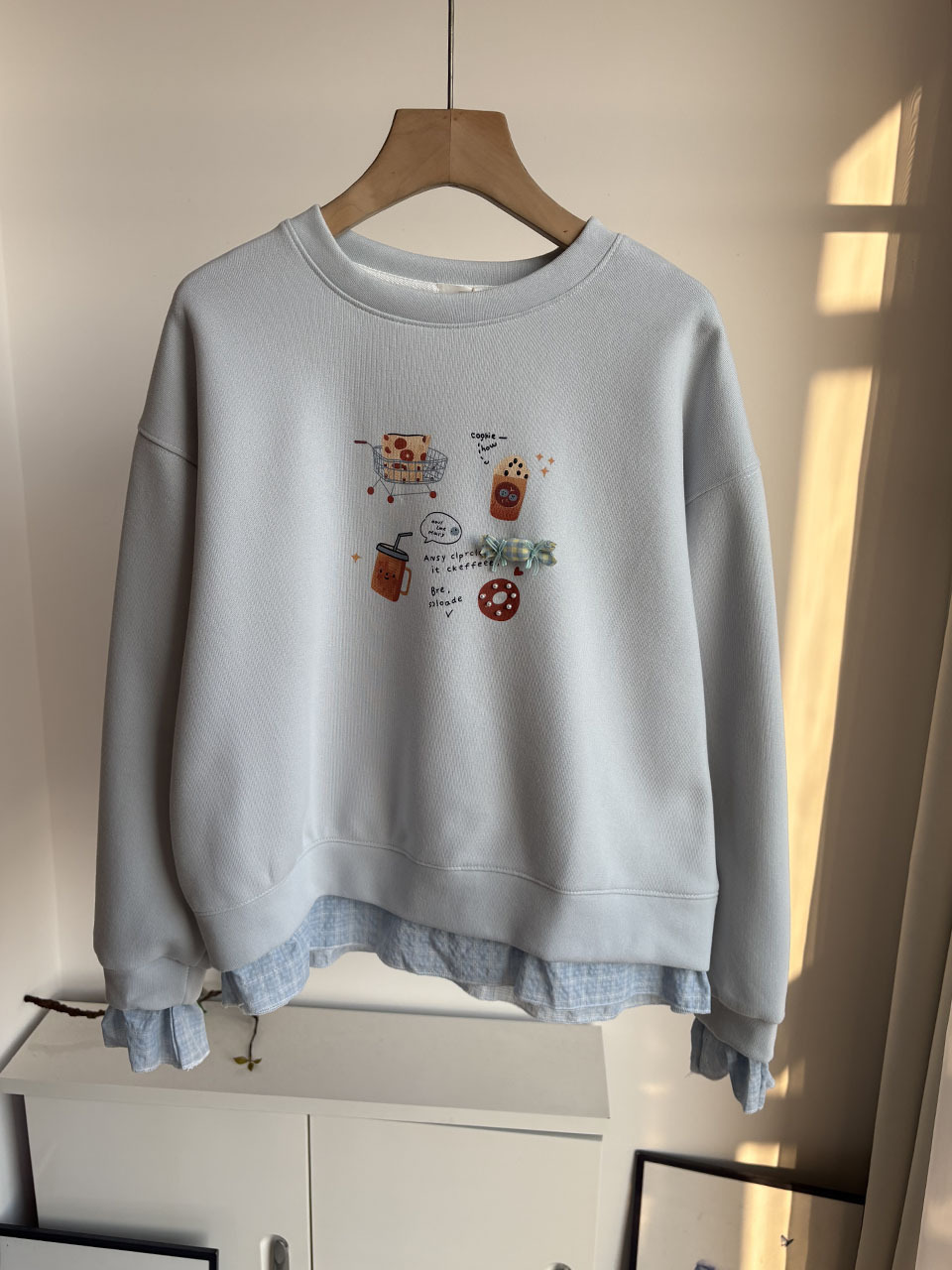 韓系甜品印花假兩件衛衣：圖片 8