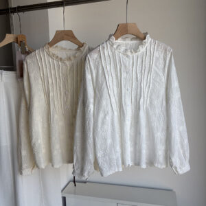 韓系木耳花邊小企領刺繡鬆身恤衫：圖片 5